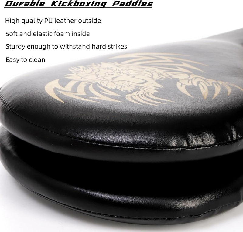 Tlence 2 Pack Taekwondo Kick Pads, 15 x 7.5 x 2 inch Double Kicking Target Paddles, PU Leather Martial Arts Training Pad, TKD Strike Kickboxing Punching Sparring Equipment for Youth Adult - Image 3